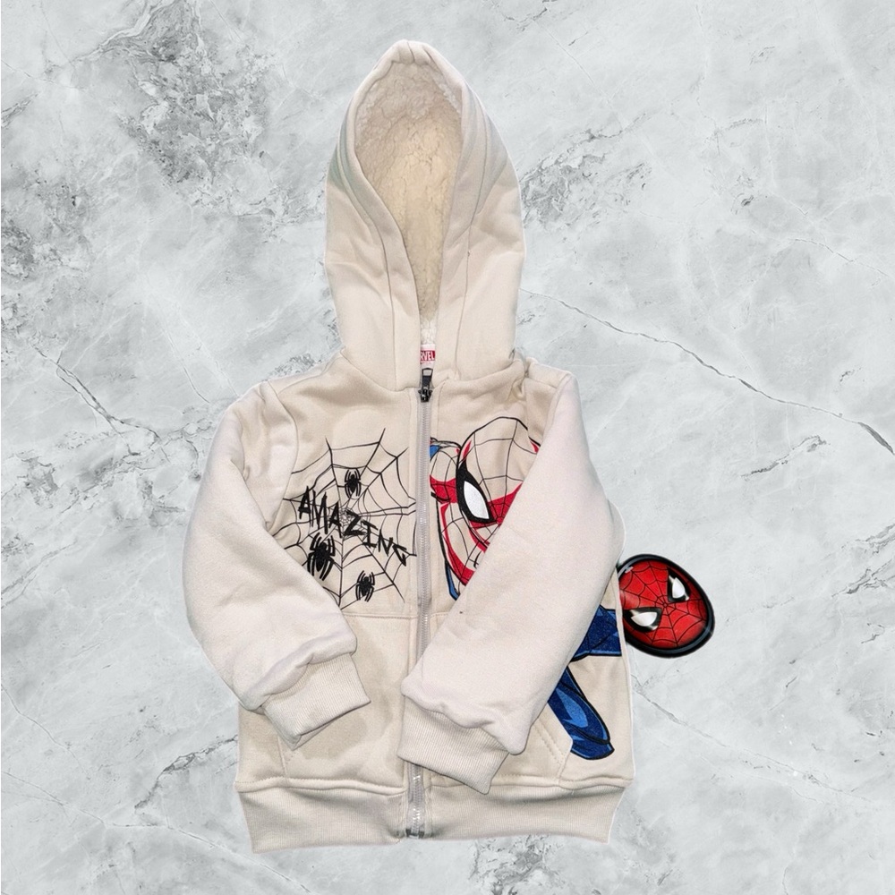 Marvel Spiderman Sherpa Lined Full Zip Hoodie Boy’s 3T